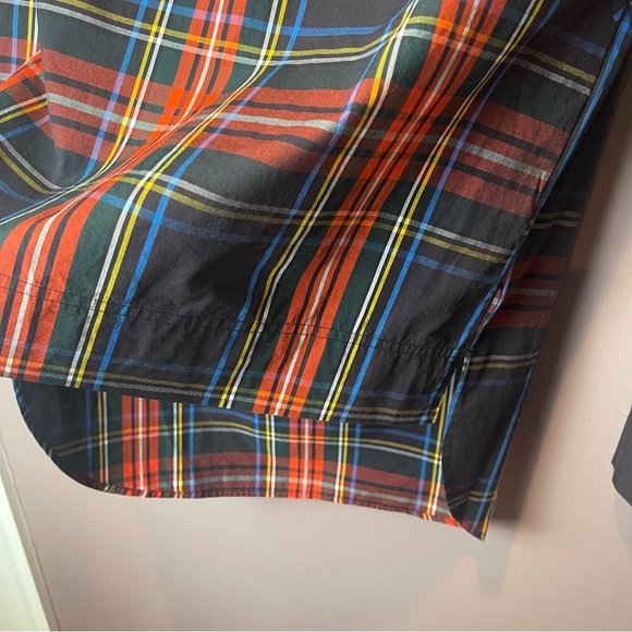 J Crew Jewel Button Tartan Plaid Funnel Top K6797 - Sz 4P - Picture 8 of 12